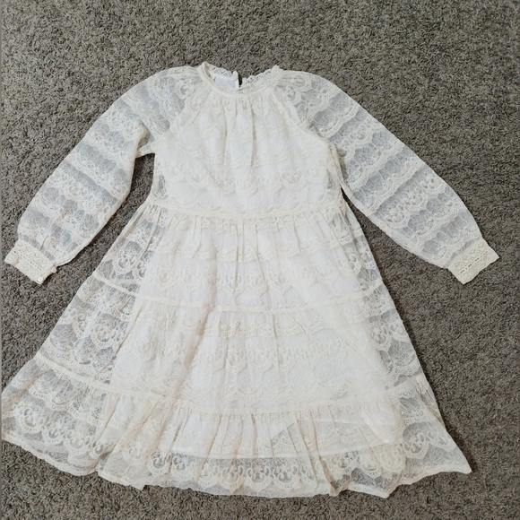 Zara Dresses Zara Beautiful Girls Cream Lace Dress Poshmark